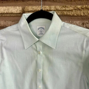 Brooks Brothers Mint Green Fitted 100% Cotton Button Front Shirt Size 10